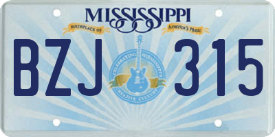 MS license plate BZJ315
