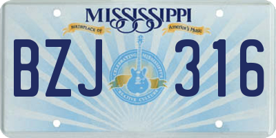 MS license plate BZJ316