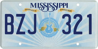 MS license plate BZJ321