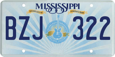 MS license plate BZJ322