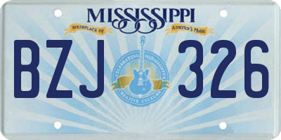 MS license plate BZJ326