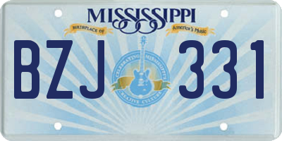 MS license plate BZJ331