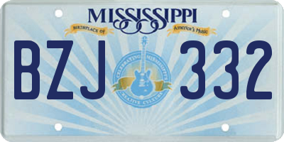 MS license plate BZJ332