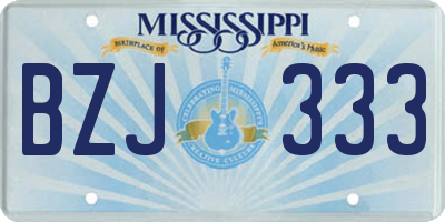 MS license plate BZJ333