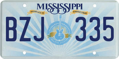 MS license plate BZJ335