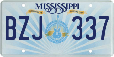 MS license plate BZJ337
