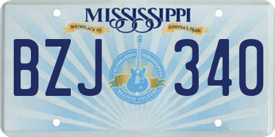 MS license plate BZJ340