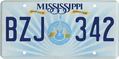MS license plate BZJ342
