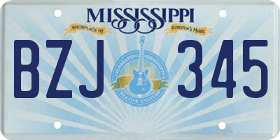 MS license plate BZJ345