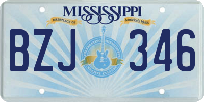 MS license plate BZJ346