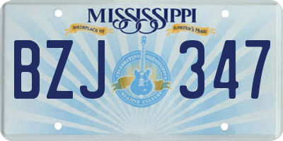 MS license plate BZJ347