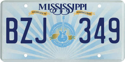 MS license plate BZJ349