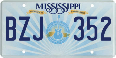 MS license plate BZJ352