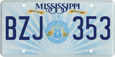 MS license plate BZJ353