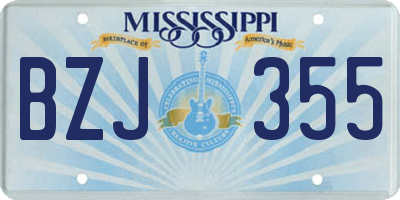 MS license plate BZJ355