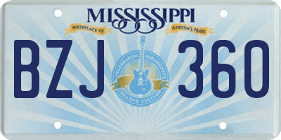 MS license plate BZJ360