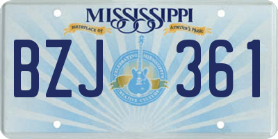 MS license plate BZJ361