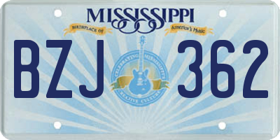 MS license plate BZJ362