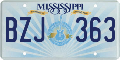 MS license plate BZJ363