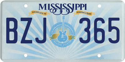 MS license plate BZJ365
