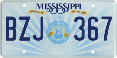 MS license plate BZJ367