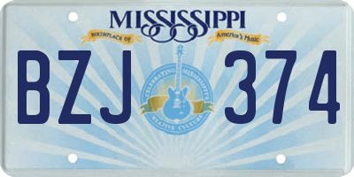 MS license plate BZJ374
