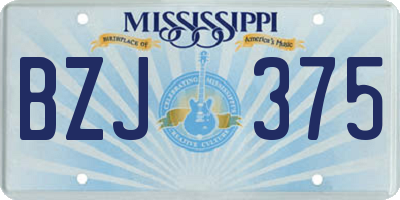 MS license plate BZJ375