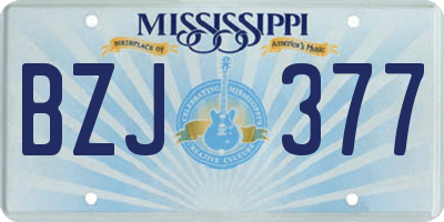 MS license plate BZJ377