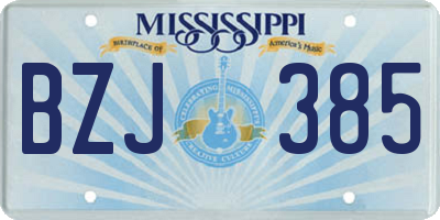 MS license plate BZJ385