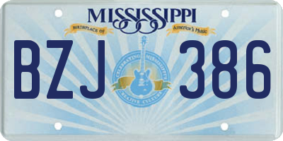 MS license plate BZJ386