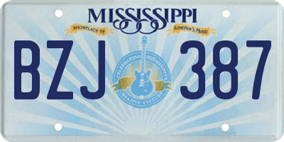 MS license plate BZJ387