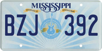 MS license plate BZJ392