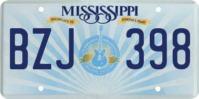 MS license plate BZJ398