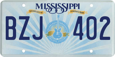MS license plate BZJ402