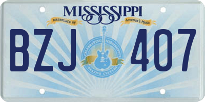 MS license plate BZJ407