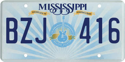 MS license plate BZJ416
