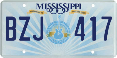 MS license plate BZJ417