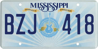 MS license plate BZJ418