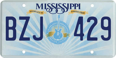 MS license plate BZJ429