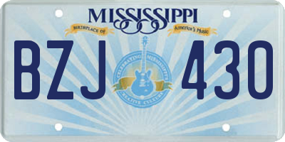 MS license plate BZJ430
