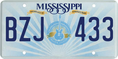 MS license plate BZJ433