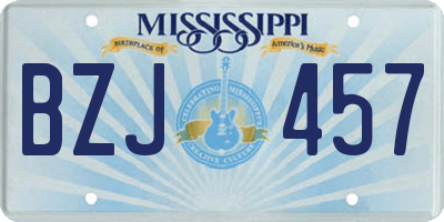 MS license plate BZJ457