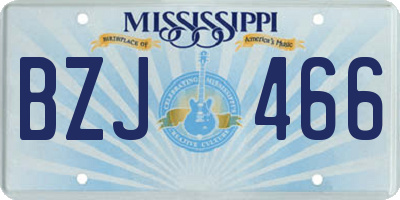 MS license plate BZJ466