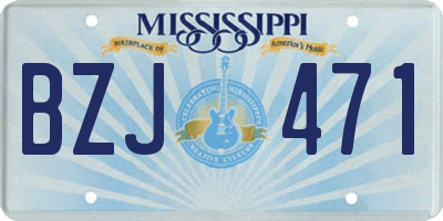 MS license plate BZJ471