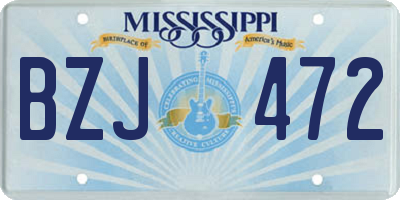 MS license plate BZJ472