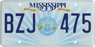 MS license plate BZJ475