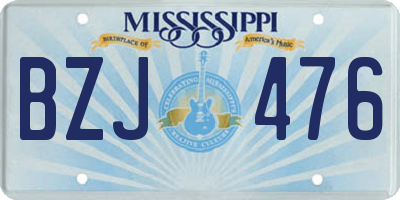 MS license plate BZJ476