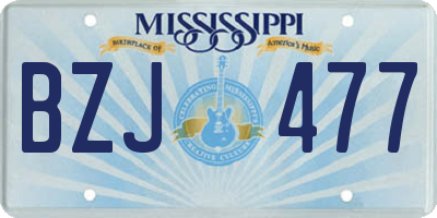 MS license plate BZJ477