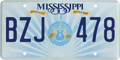 MS license plate BZJ478