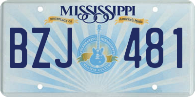 MS license plate BZJ481